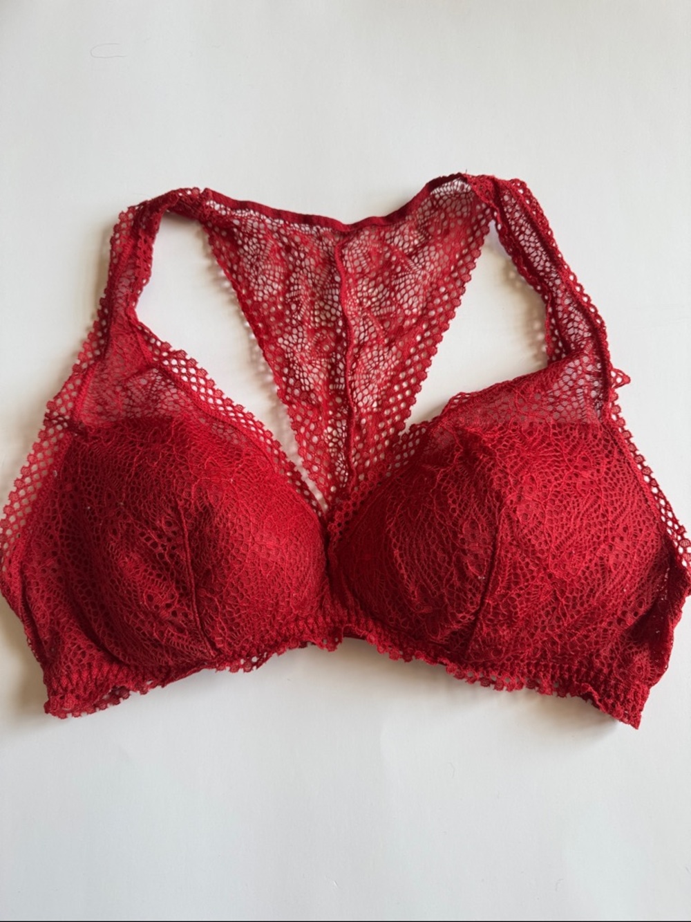 Victoria’s Secret Maroon L Lace Racerback pullover Bralette